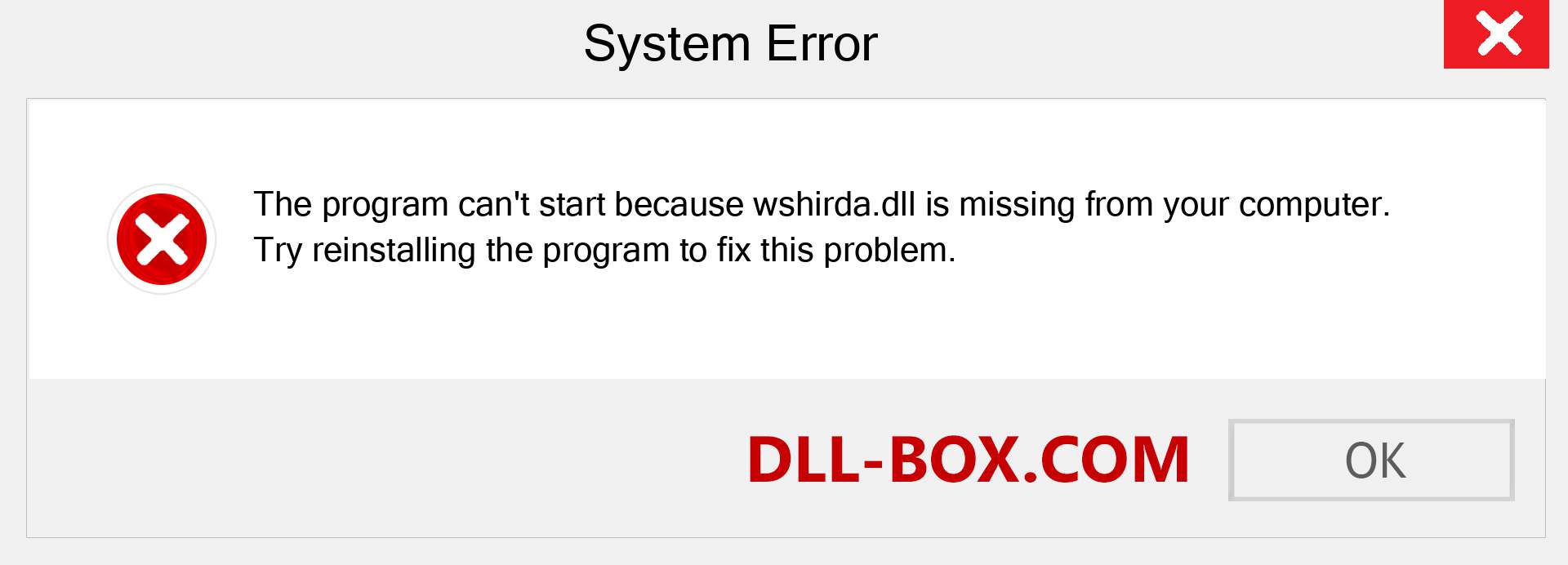  wshirda.dll file is missing?. Download for Windows 7, 8, 10 - Fix  wshirda dll Missing Error on Windows, photos, images